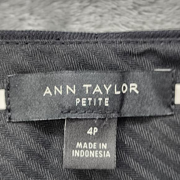 Ann Taylor Pants Women 4P PETITE Black Linen Blend High Rise Cuffed Ankle Preppy - Picture 3 of 10